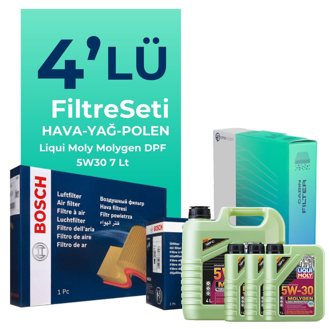 BOSCH Toyota Hilux 2.5 Filtre Bakım Seti Liqui Moly Motor Yağlı (2006-2015) 4 Lü