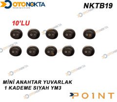 MİNİ ANAHTAR YUVARLAK 1 KADEME SİYAH YM3 10 LU