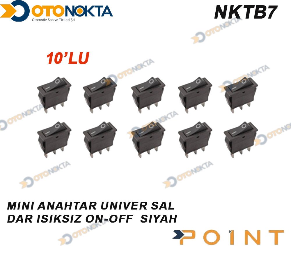 MİNİ ANAHTAR DAR ÜNİ IŞIKSIZ 2 Lİ ON-OFF SİY 10 LU