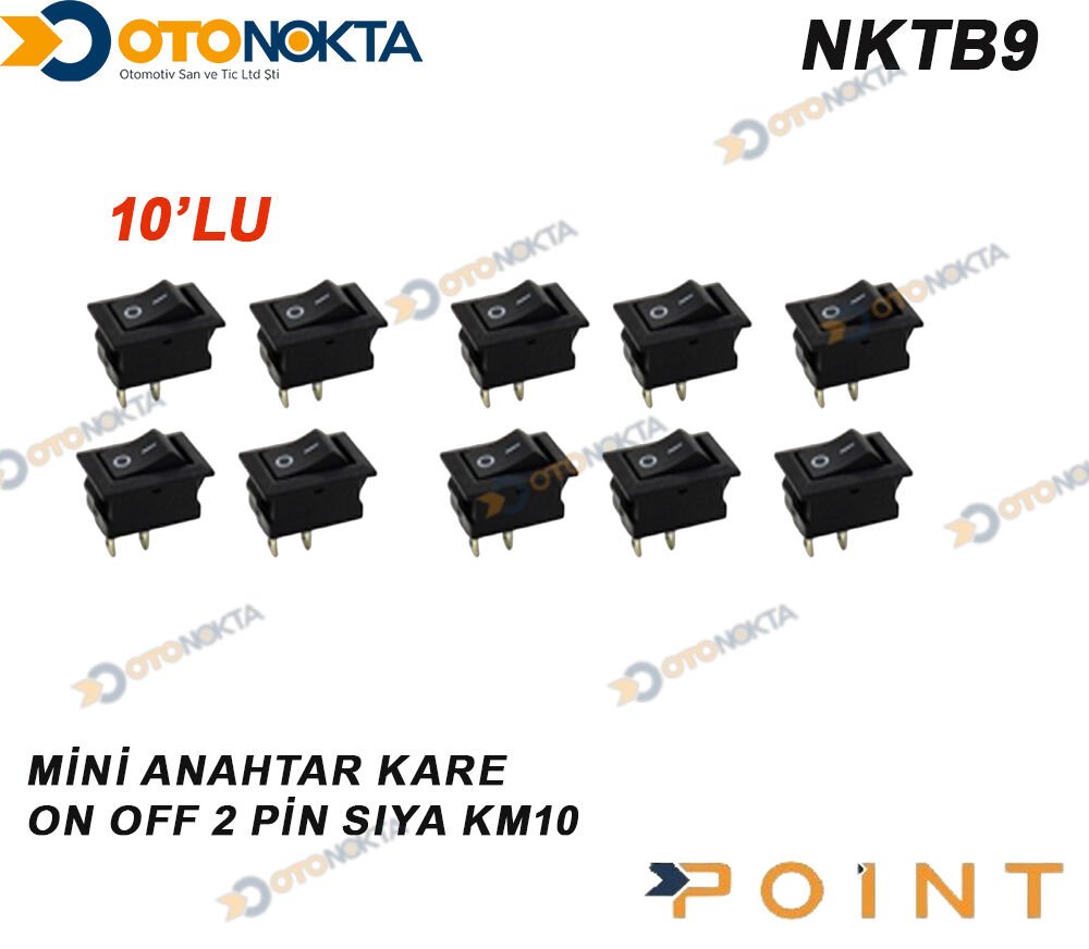 MİNİ ANAHTAR KARE ON OFF 2 PİN SİYA KM10 10 LU