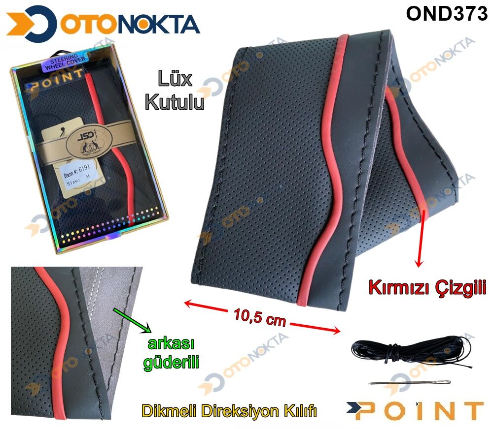 DİREKSİYON KILIFI DİKMELİ SİYH KIRMIZI ÇİZGİ POİNT