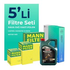MANN Ford Mondeo 2.0 Dizel Filtre Bakım Seti Castrol Motor Yağlı (2015-2018) 5 Li