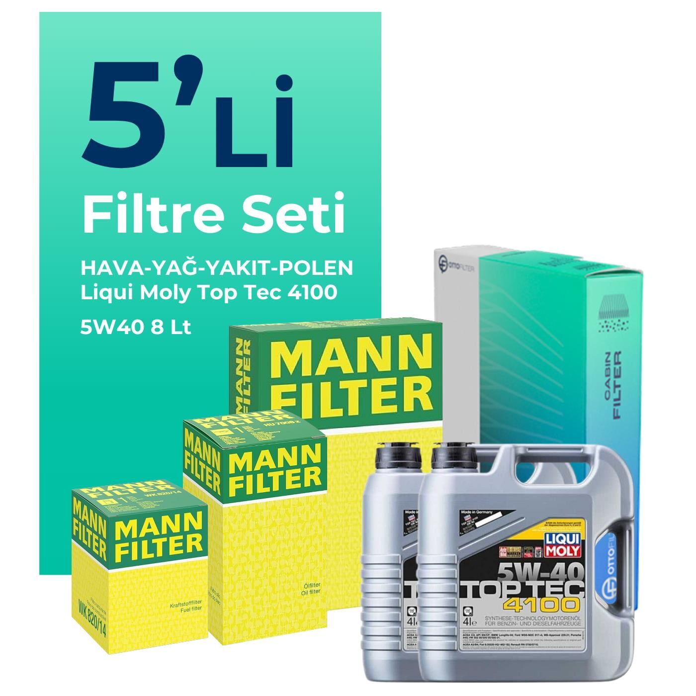 MANN Nissan Qashqai 2.0 Dizel Filtre Bakım Seti Liqui Moly Motor Yağlı (2007-2013) 5 Li