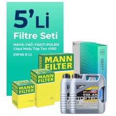 MANN Nissan Qashqai 2.0 Dizel Filtre Bakım Seti Liqui Moly Motor Yağlı (2007-2013) 5 Li