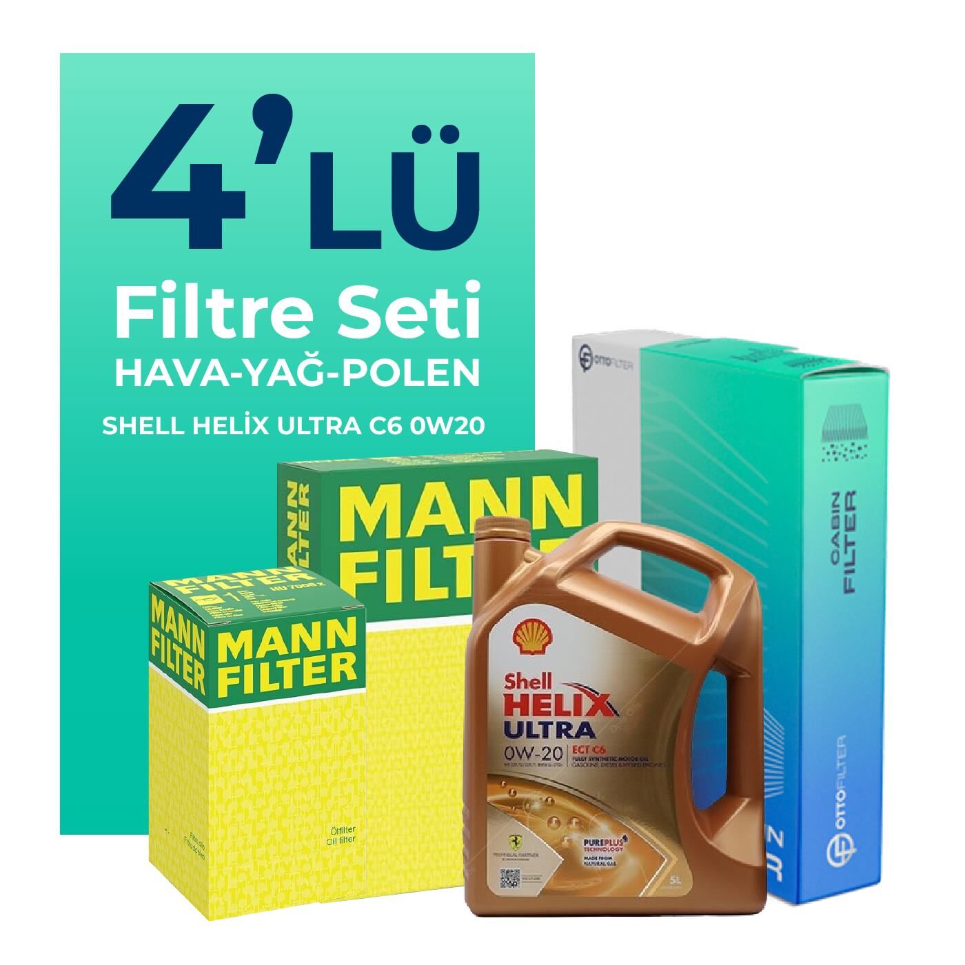 Mann BMW X1 2.0i Filtre Bakım Seti Shell Motor Yağlı (2023-2024) 4 Lü