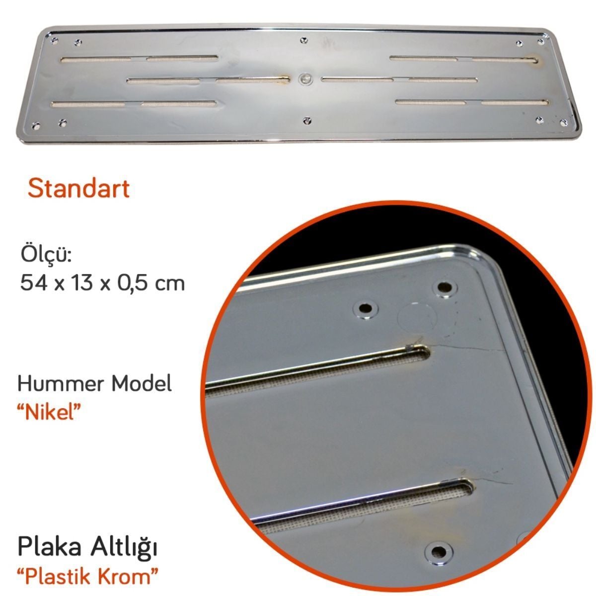 HUMMER PLAKALIK İNCE MODEL KROM