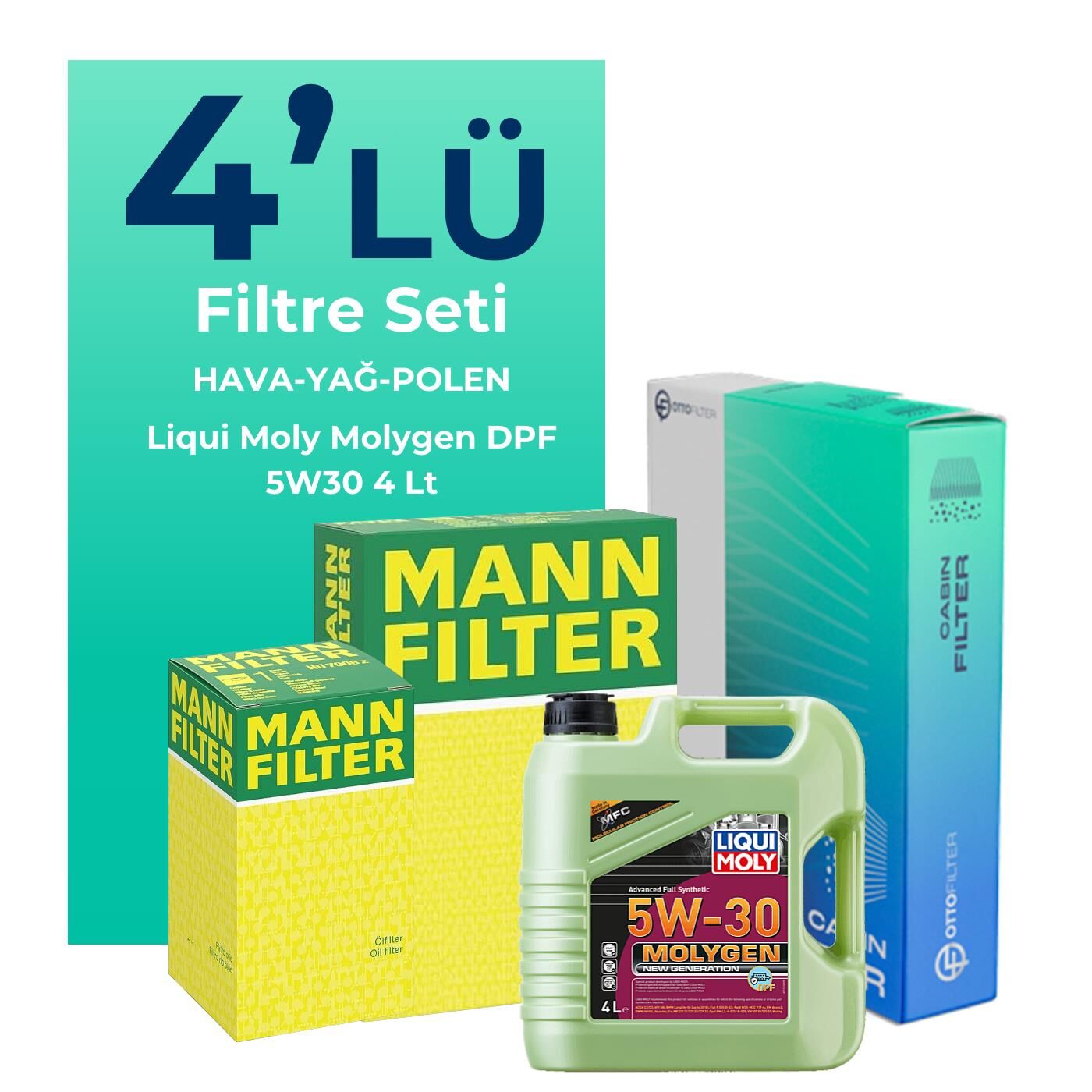 MANN Kia Rio 1.4 Benzin Filtre Bakım Seti Liqui Moly Motor Yağlı (2011-2017) 4 Lü