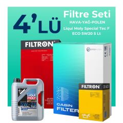 Filtron Ford Fiesta 1.0 Benzin Filtre Bakım Seti Liqui Moly Motor Yağlı (2017-2020) 4 Lü