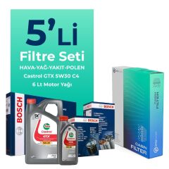 BOSCH Nissan Qashqai 1.6 Dizel Filtre Bakım Seti Castrol Motor Yağlı (2014-2020) 5 Li