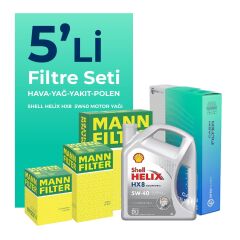MANN Nissan Qashqai 2.0 Dizel Filtre Bakım Seti Shell Motor Yağlı (2007-2013) 5 Li