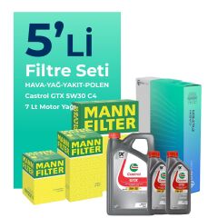 MANN Nissan Navara 2.3 Dizel Filtre Bakım Seti Castrol Motor Yağlı (2015-2021) 5 Li