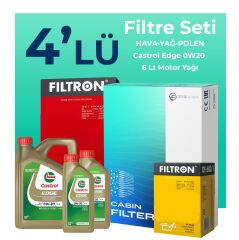 Filtron Volvo S90 2.0 Dizel B5 Filtre Bakım Seti Castrol Motor Yağlı (2020-2024) 4 Lü
