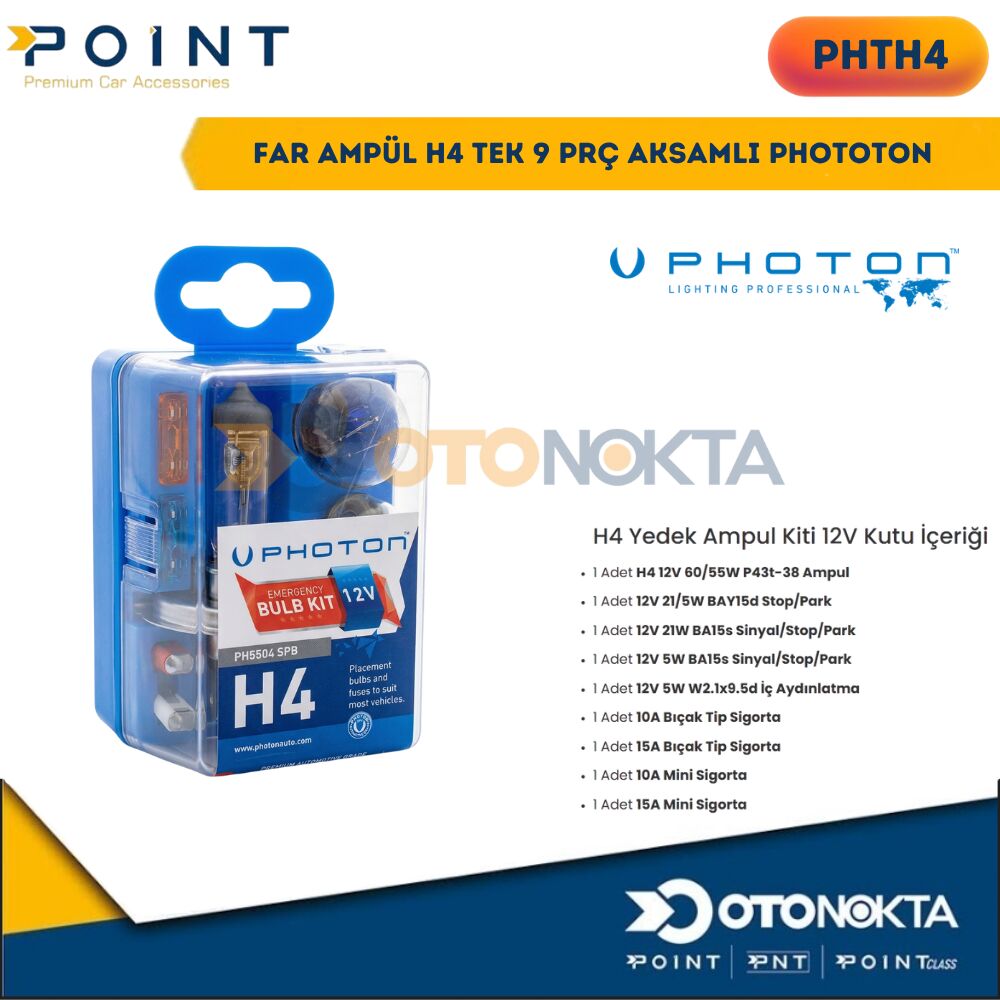FAR AMPÜL H4 TEK 9 PRÇ AKSAMLI PHOTOTON