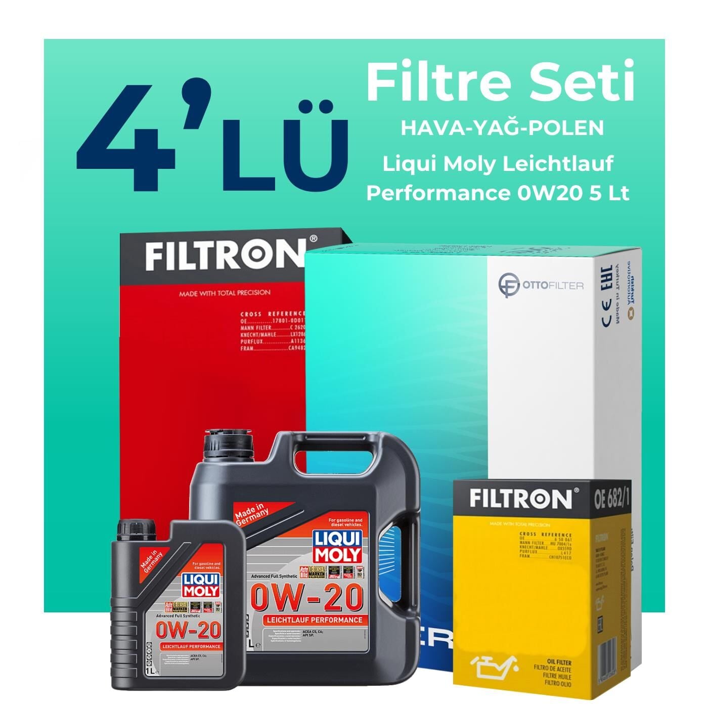 Filtron Hyundai Kona 1.6 Dizel Filtre Bakım Seti Liqui Moly Motor Yağlı (2017-2022) 4 Lü