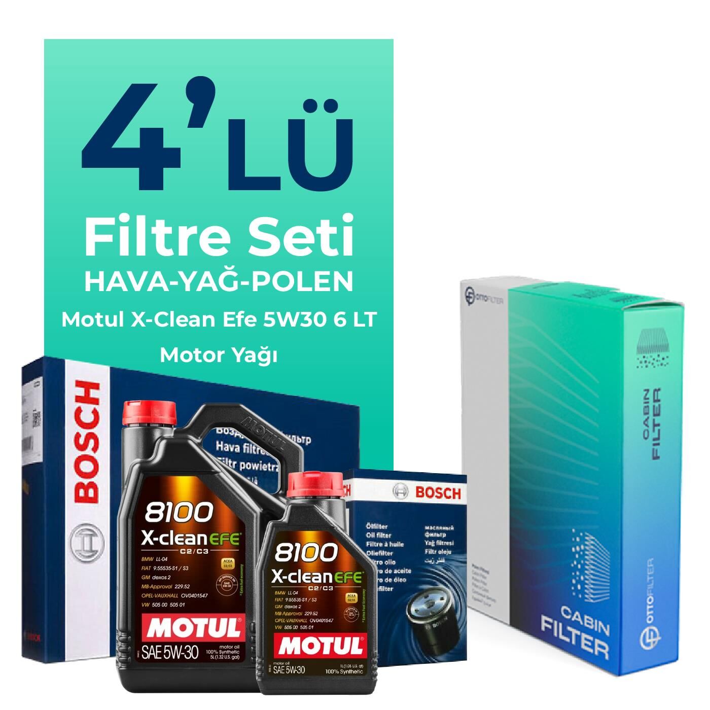 MANN Nissan Qashqai 1.3 Benzin Filtre Bakım Seti Motul Motor Yağlı (2021-2025) 4 Lü