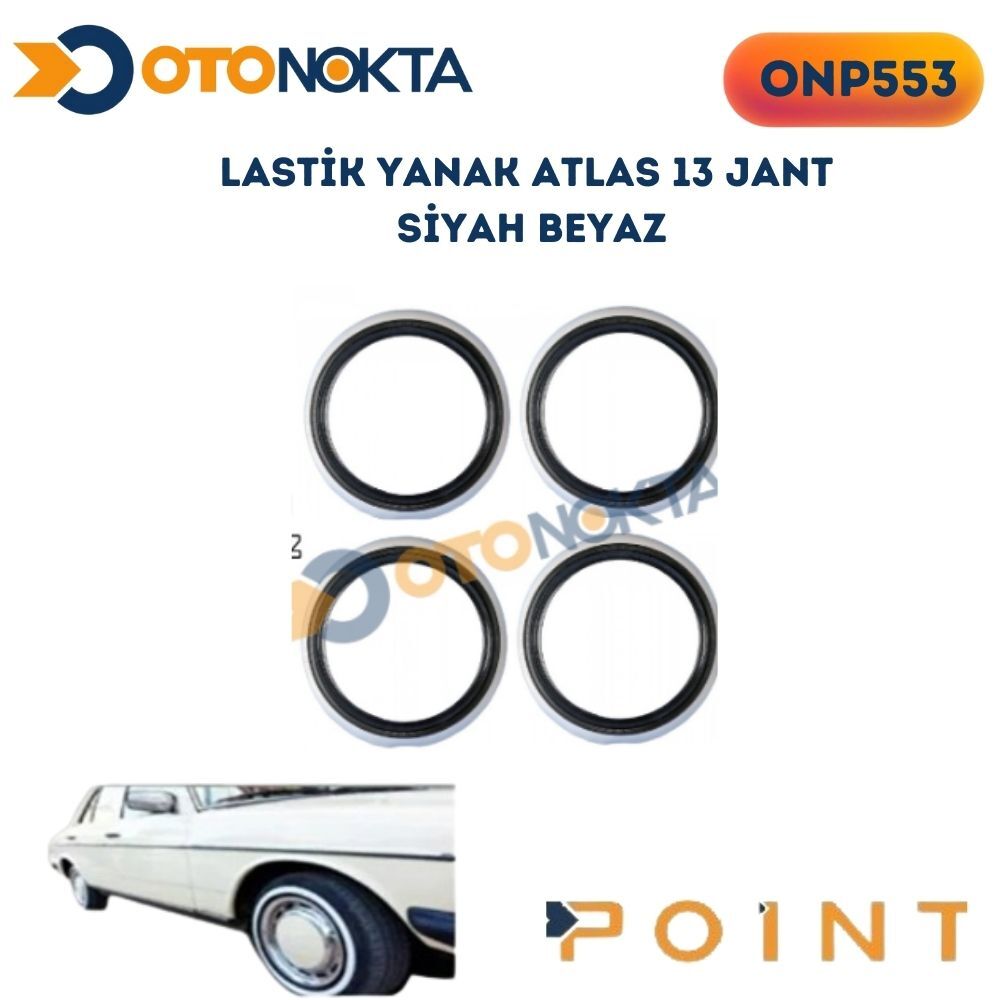 LASTİK YANAK ATLAS 13 JANT SİYAH BEYAZ
