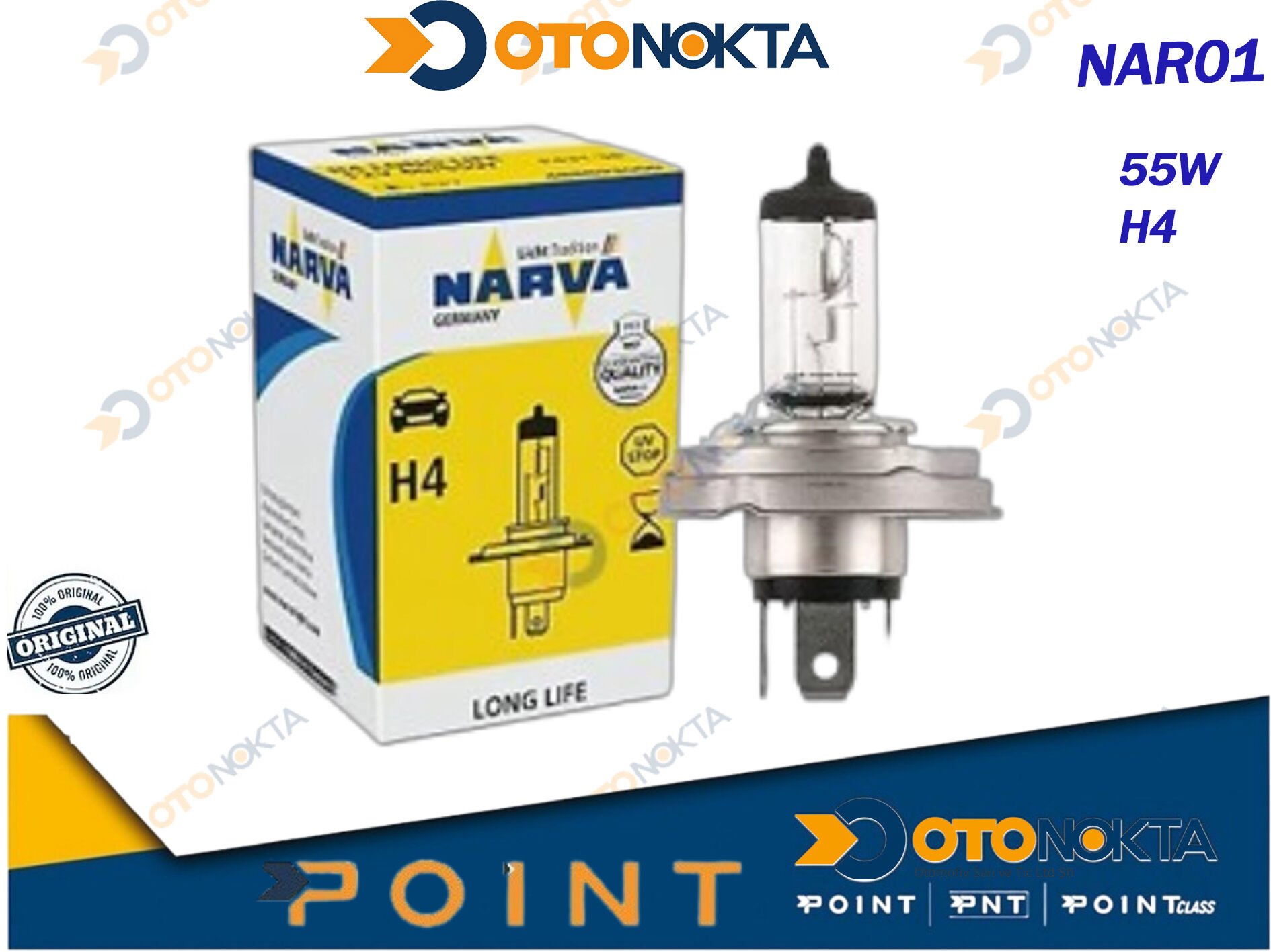 FAR AMPÜL NORML SARI H4 12V 60€55W TIRNAKLI  NARVA