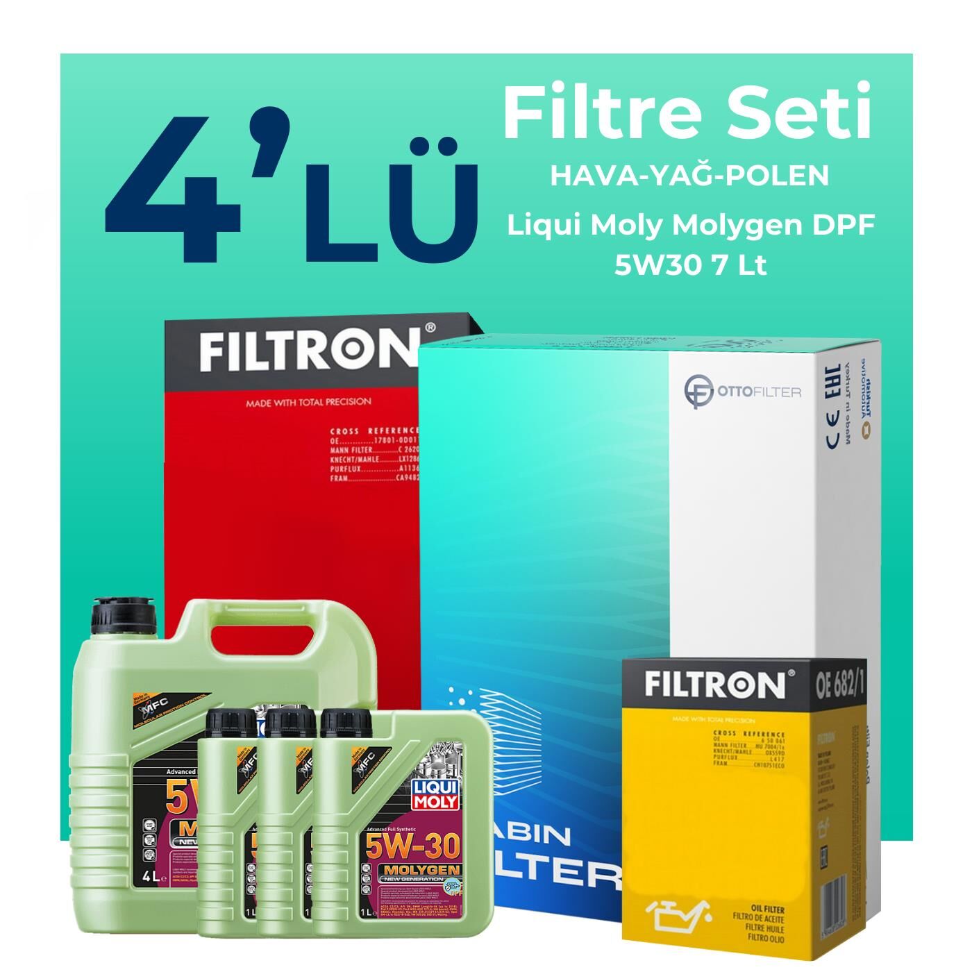 Filtron Jaguar S-TYPE 3.0 Filtre Bakım Seti Liqui Moly Motor Yağlı (2000-2008) 4 Lü