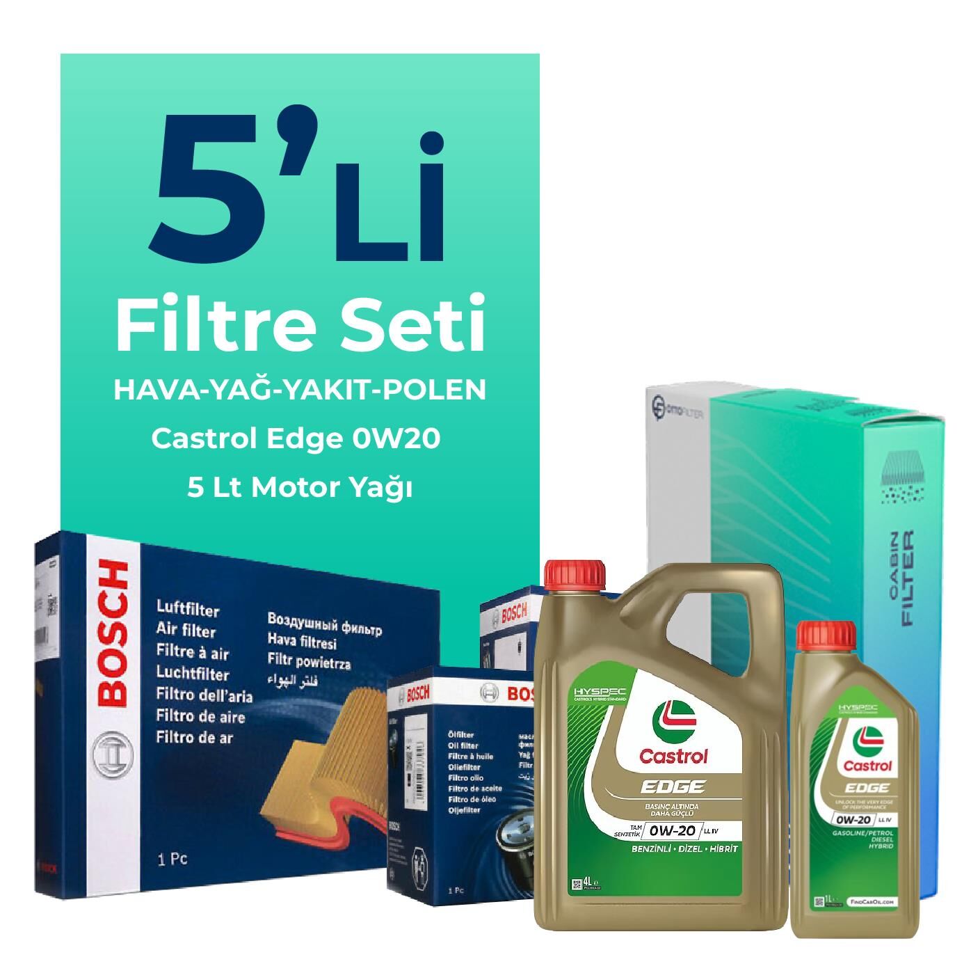 BOSCH Alfa Romeo Tonale 1.6 Dizel Filtre Bakım Seti Castrol Motor Yağlı (2022-2024) 5 Li