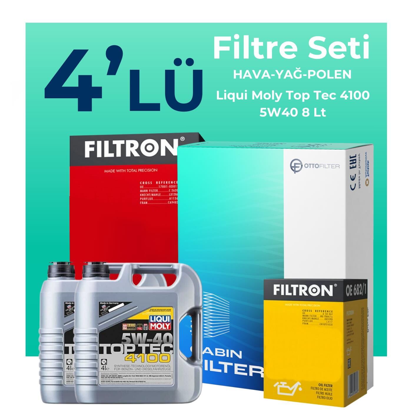 Filtron Nissan Qashqai 2.0 Dizel Filtre Bakım Seti Liqui Moly Motor Yağlı (2007-2013) 4 Lü