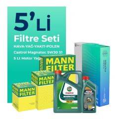 MANN Alfa Giulietta 1.6 Dizel 105 HP Filtre Bakım Seti Castrol Motor Yağlı (2010-2015) 5 Li