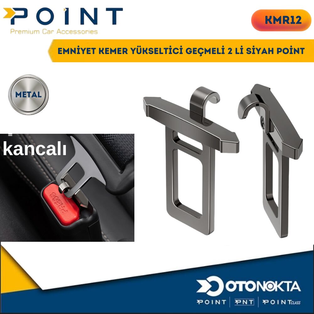 EMNİYET KEMER YÜKSELTİCİ GEÇMELİ 2 Lİ SİYAH POİNT