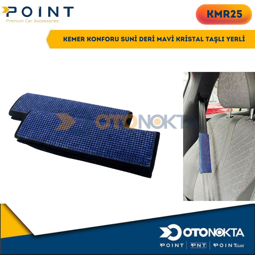 KEMER KONFORU SUNİ DERİ MAVİ KRİSTAL TAŞLI YERLİ