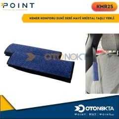 KEMER KONFORU SUNİ DERİ MAVİ KRİSTAL TAŞLI YERLİ