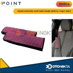 KEMER KONFORU SUNİ DERİ PEMBE KRİSTAL TAŞLI YERLİ