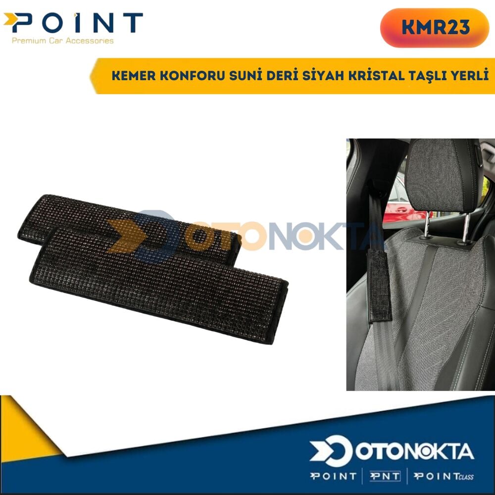 KEMER KONFORU SUNİ DERİ SİYAH KRİSTAL TAŞLI YERLİ