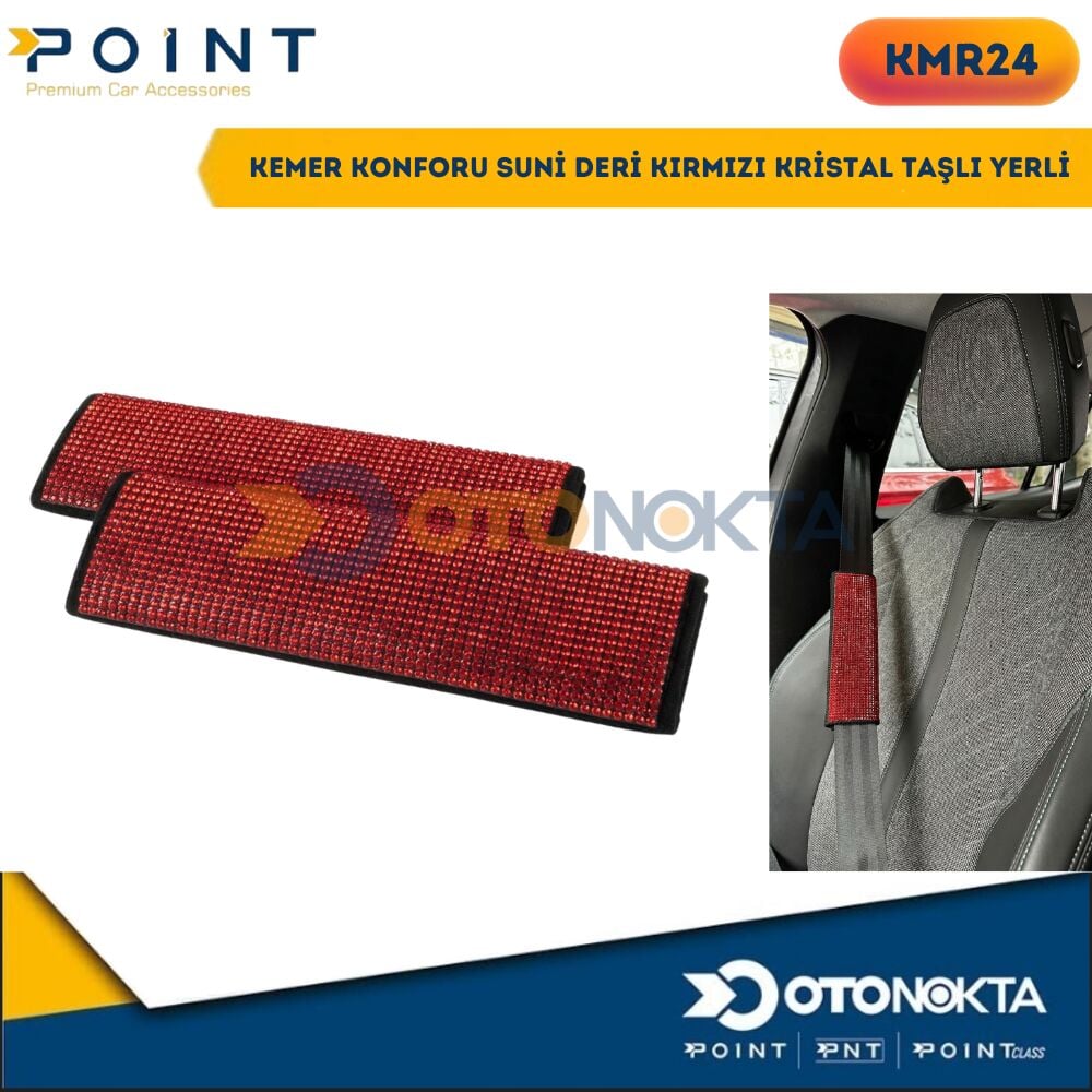 KEMER KONFORU SUNİ DERİ KIRMIZ KRİSTAL TAŞLI YERLİ