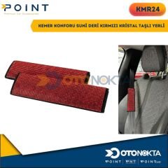 KEMER KONFORU SUNİ DERİ KIRMIZ KRİSTAL TAŞLI YERLİ