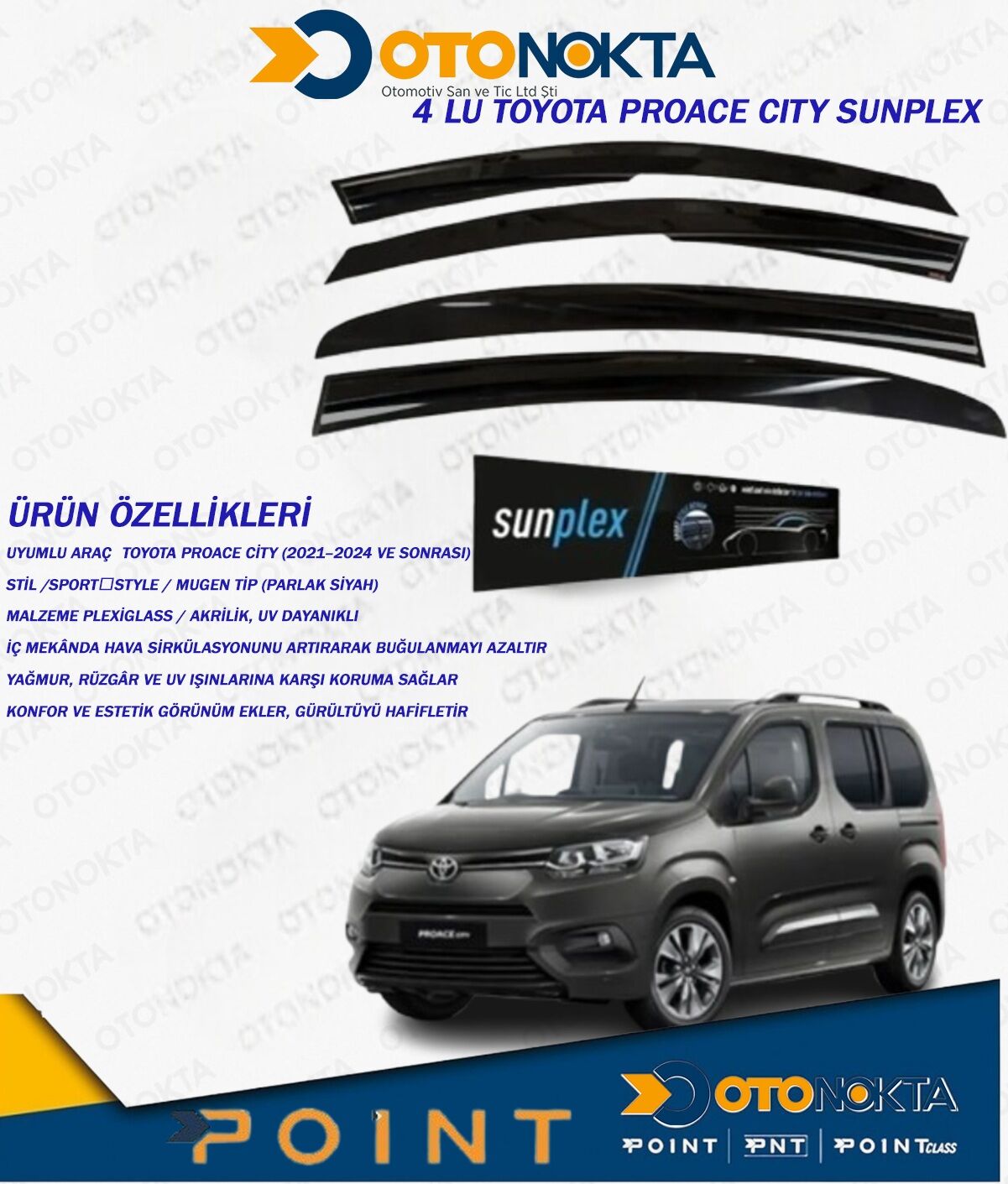 CAM RÜZGARLIĞI 4 LÜ TOYOTA PROACE CİTY SUNPLEX