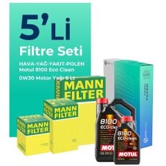 MANN Ford Mondeo 2.0 Dizel Filtre Bakım Seti Motul Motor Yağlı (2015-2018) 5 Li