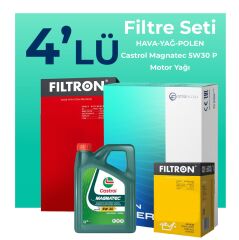 Filtron Opel Grandland 1.5 Dizel Filtre Bakım Seti Castrol Motor Yağlı (2018-2024) 4 Lü