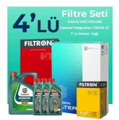 Filtron Fiat Ducato 2.3 Dizel Filtre Bakım Seti Castrol Motor Yağlı (2006-2014) 4 Lü