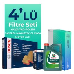 BOSCH Peugeot 508 1.6 Benzin THP Filtre Bakım Seti Castrol Motor Yağlı (2010-2018) 4 Lü