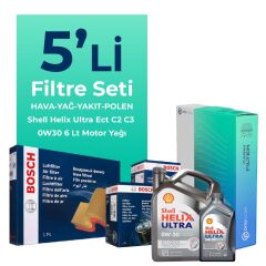 BOSCH Ford Connect 1.5 Dizel Filtre Bakım Seti Shell Motor Yağlı (2013-2019) 5 Li
