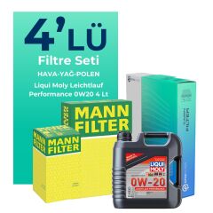 MANN Ford Focus 1.5 Benzin Filtre Bakım Seti Liqui Moly Motor Yağlı (2018-2024) 4 Lü