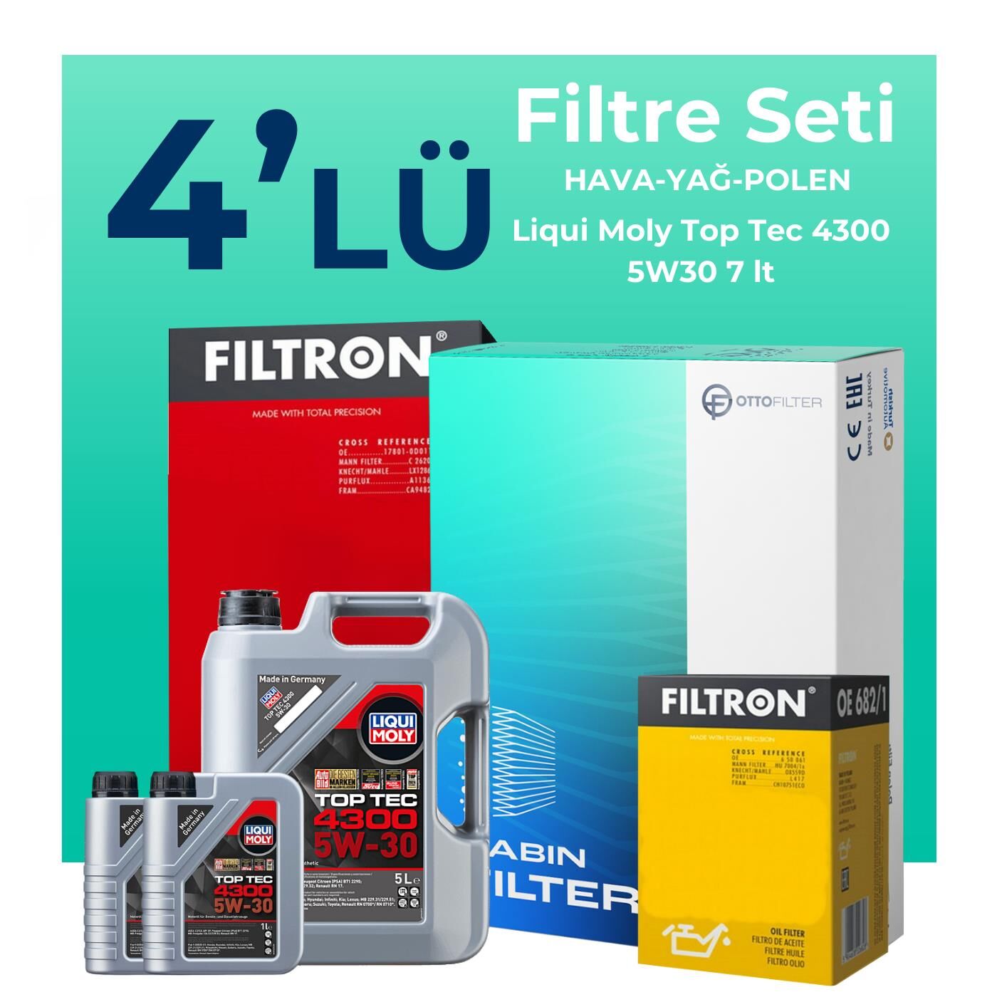 Filtron Nissan Navara 2.3 Dizel Filtre Bakım Seti Liqui Moly Motor Yağlı (2015-2021) 4 Lü