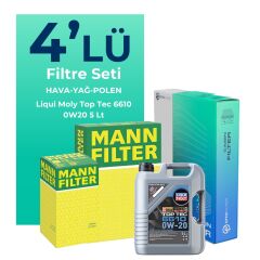MANN Mercedes A200 Benzin Filtre Bakım Seti Liqui Moly Motor Yağlı (2018-2024) 4 Lü