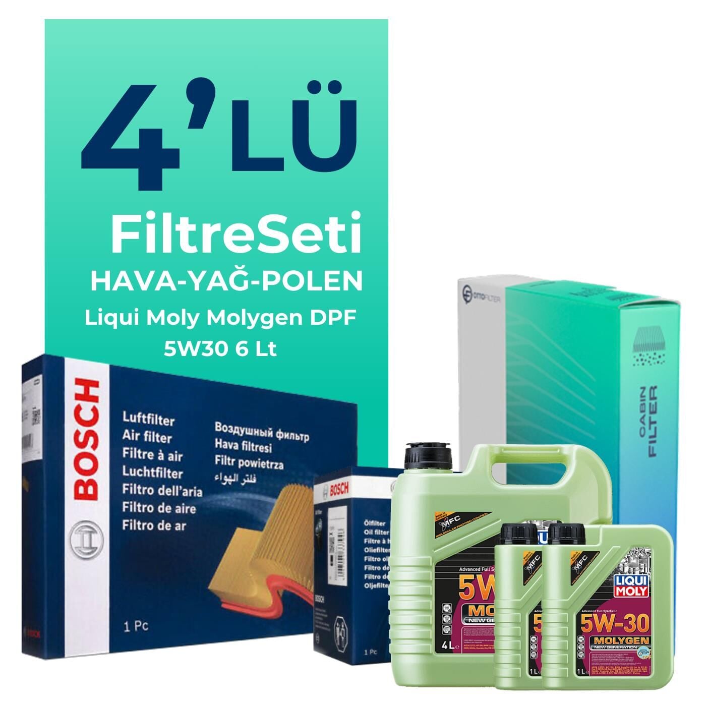 BOSCH Land Rover Evoque 2.2 Dizel Filtre Bakım Seti Liqui Moly Motor Yağlı (2012-2014) 4 Lü
