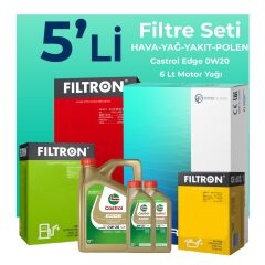 Filtron Volkswagen Caddy 2.0 Dizel Filtre Bakım Seti Castrol Motor Yağlı (2020-2025) 5 Li