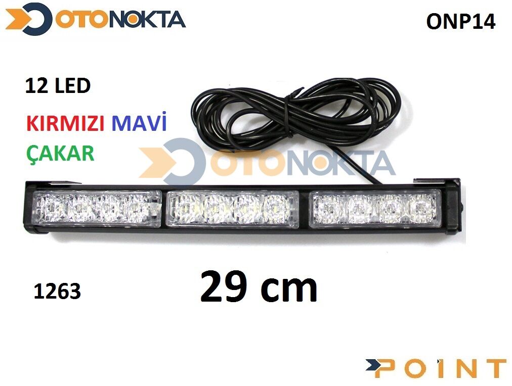 ÇAKAR LAMBA 12 LED KIRMIZI -MAVİ 12V POİNT