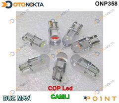PARK AMPÜLÜ T10 12V COB LED CAMLI BUZ MAVİ  POİNT