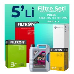 Filtron Renault Clio 1.5 Dizel Filtre Bakım Seti Liqui Moly Motor Yağlı (2005-2012) 5 Li