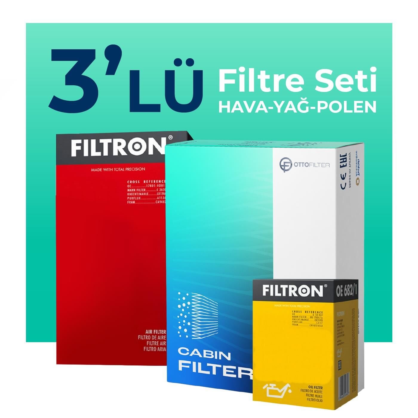 Filtron BMW 5.20 Benzinli Filtre Bakım Seti (2017-2023) 3 Lü