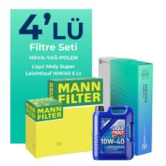 MANN Renault Symbol 1.4 Benzin Filtre Bakım Seti Liqui Moly Motor Yağlı (2009-2013) 4 Lü