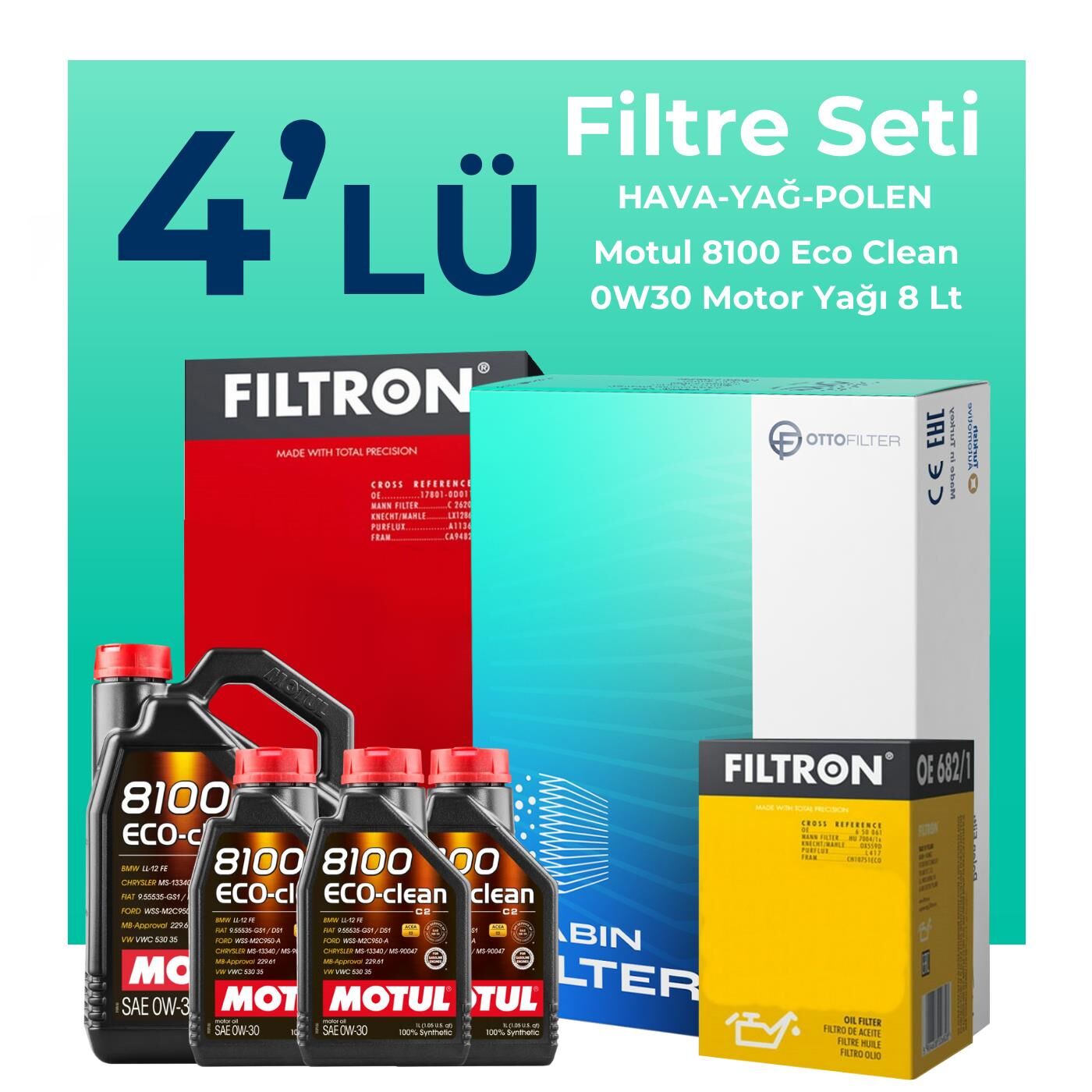 Filtron Citroen Jumpy 2.0 Dizel Filtre Bakım Seti Motul Motor Yağlı (2017-2024) 4 Lü