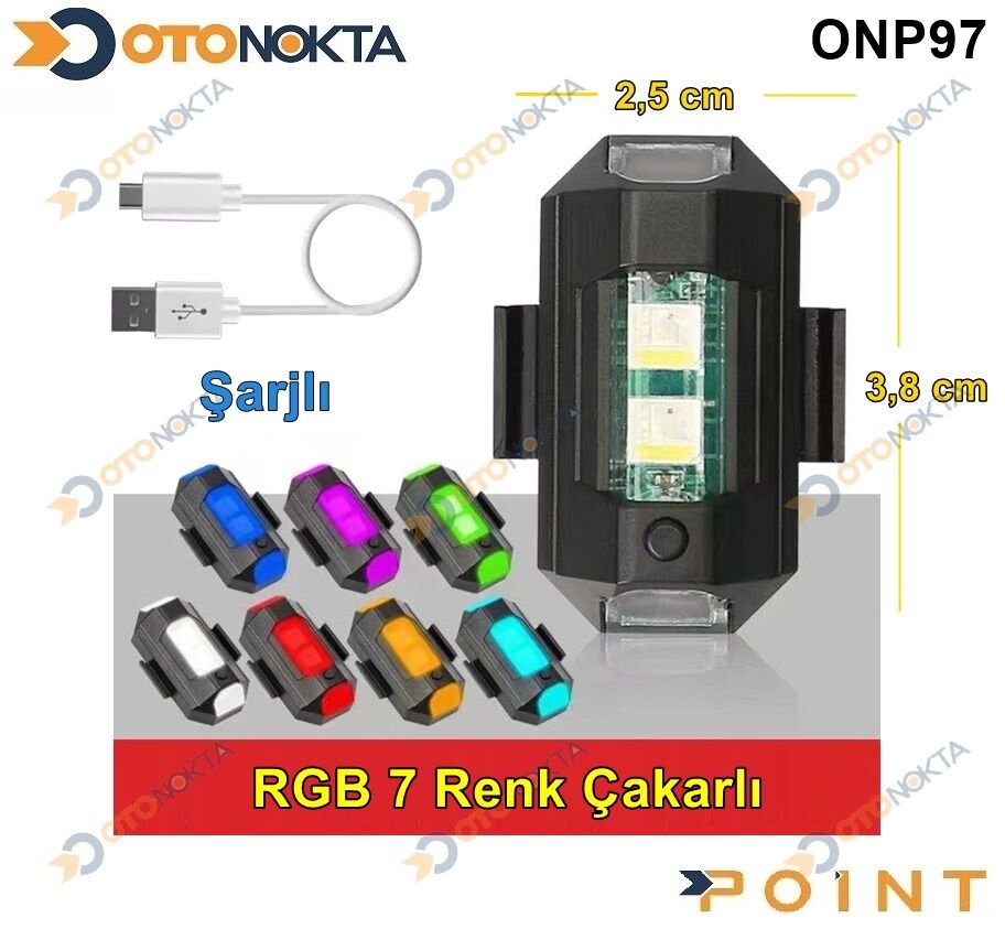 MİNİ ÇAKAR LED RGB 7 RENKLİ GEÇMELİ POİNT